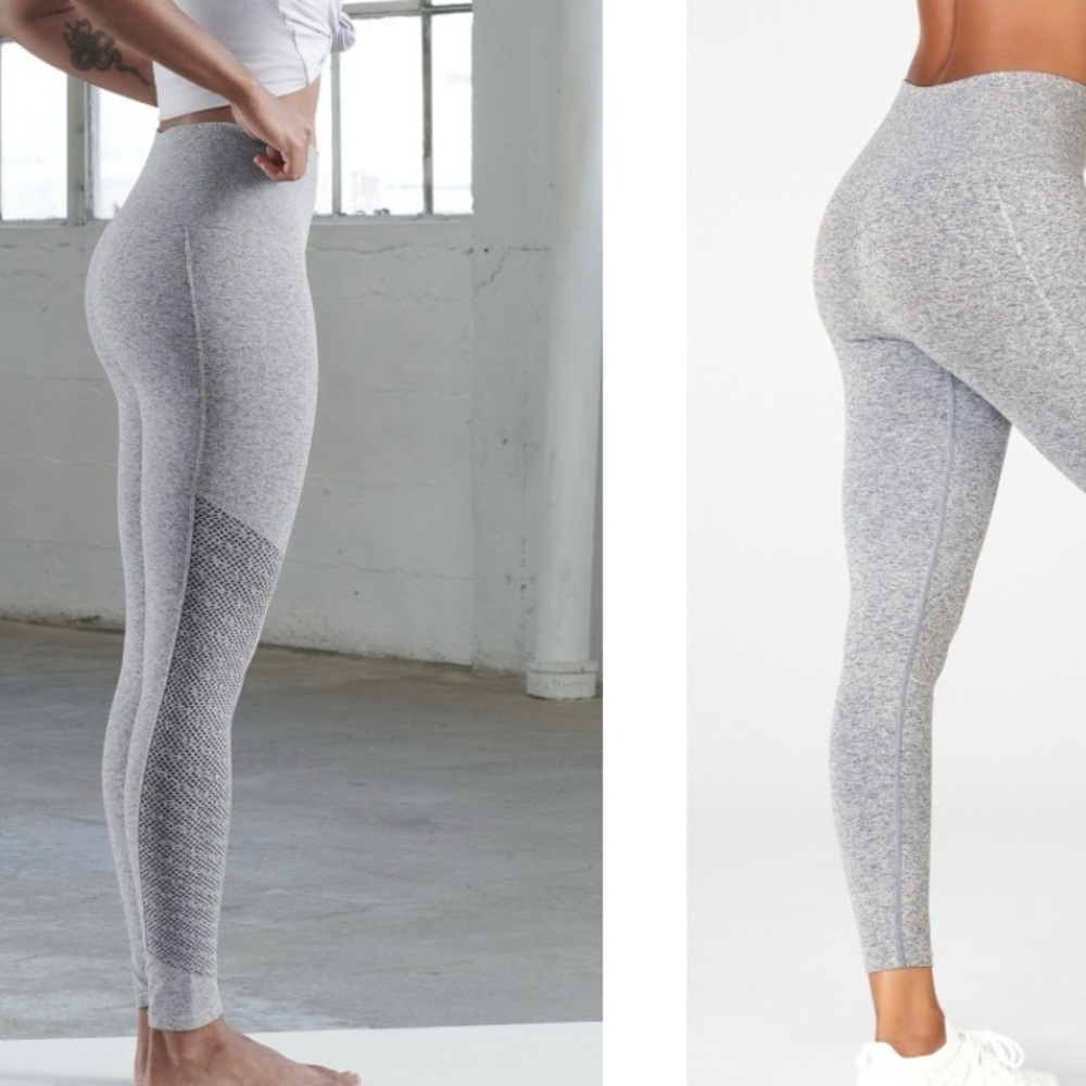 Fabletics Sync Perforated High-Waisted Seamless Leggings, Heather Gray.